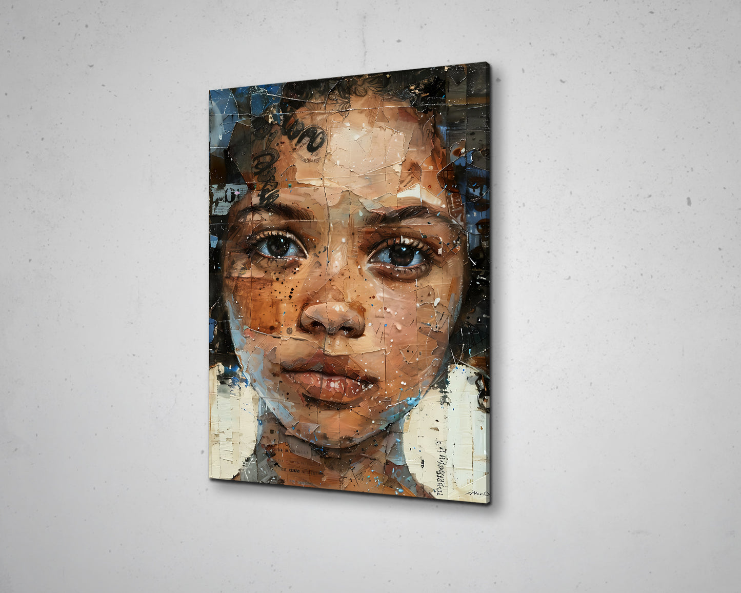 African Woman Watercolor Painting Portrait Abstract Canvas Art