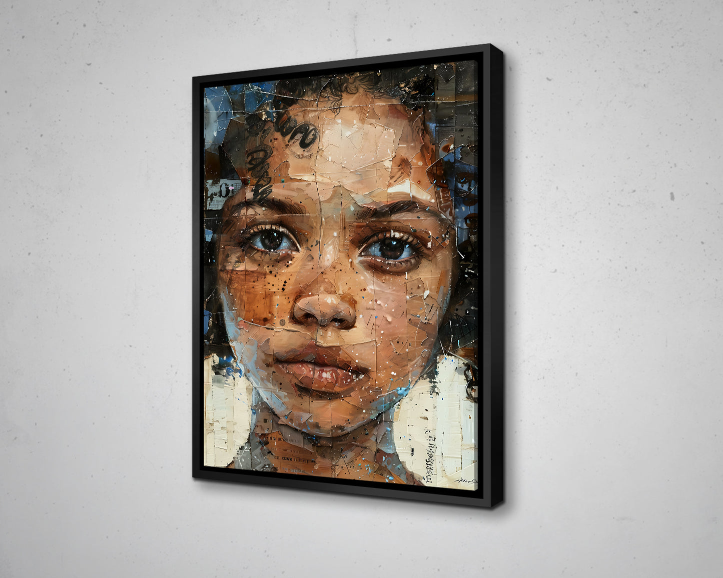 African Woman Watercolor Painting Portrait Abstract Canvas Art