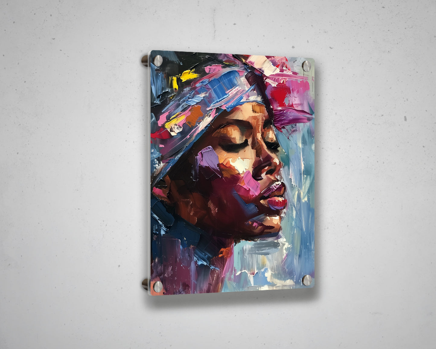 African Woman Watercolor Painting Portrait Abstract Canvas Art