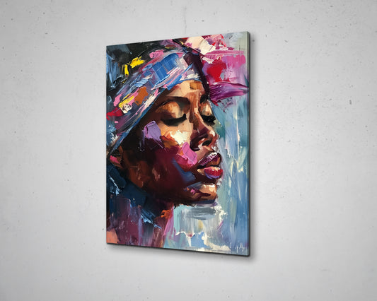 African Woman Watercolor Painting Portrait Abstract Canvas Art