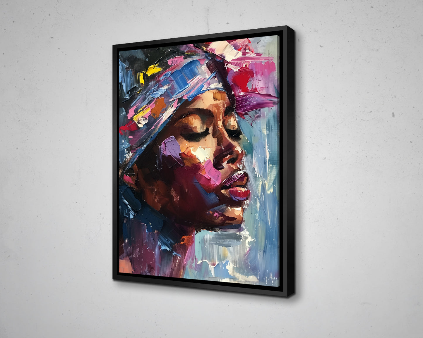 African Woman Watercolor Painting Portrait Abstract Canvas Art