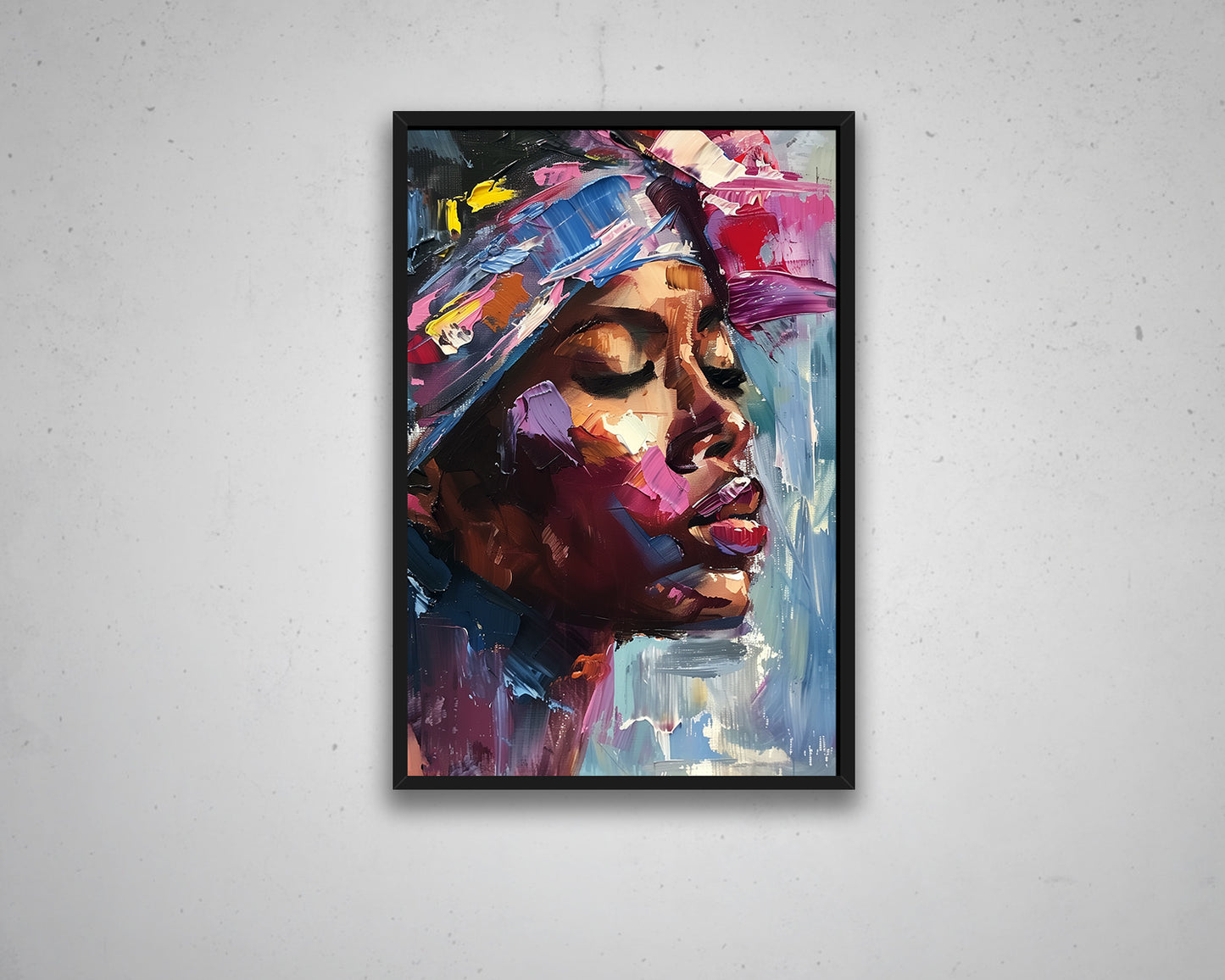 African Woman Watercolor Painting Portrait Abstract Canvas Art