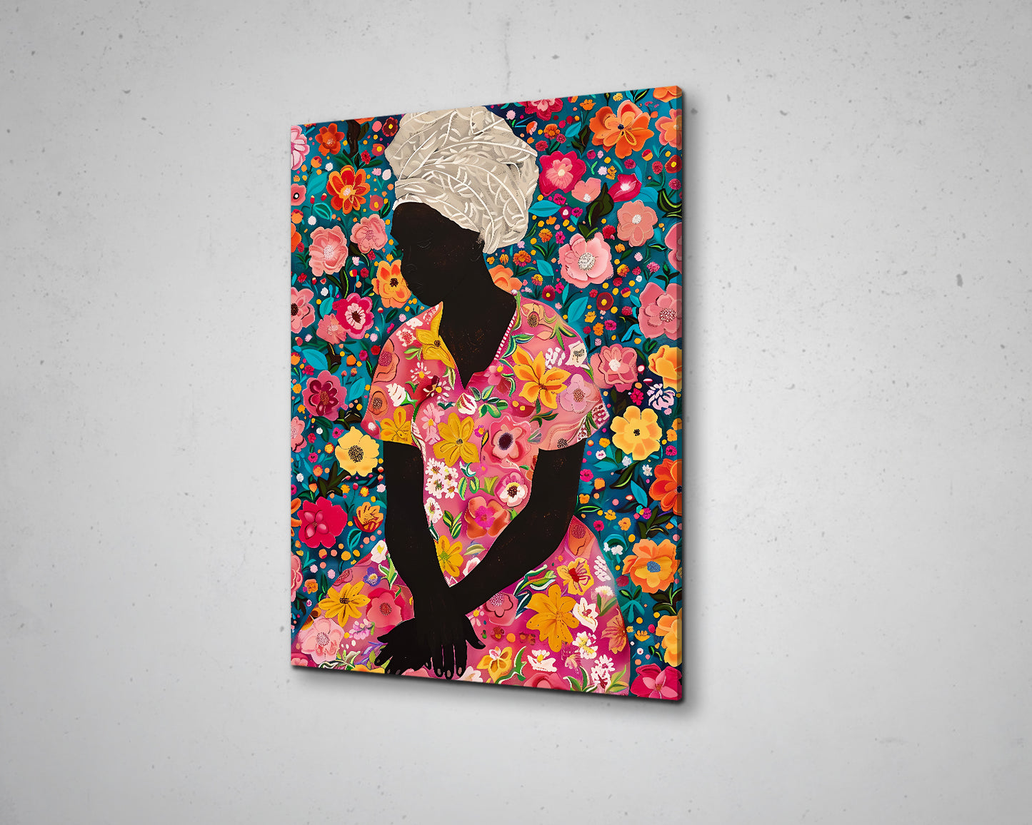 Abstract African Woman with Flower Canvas Art