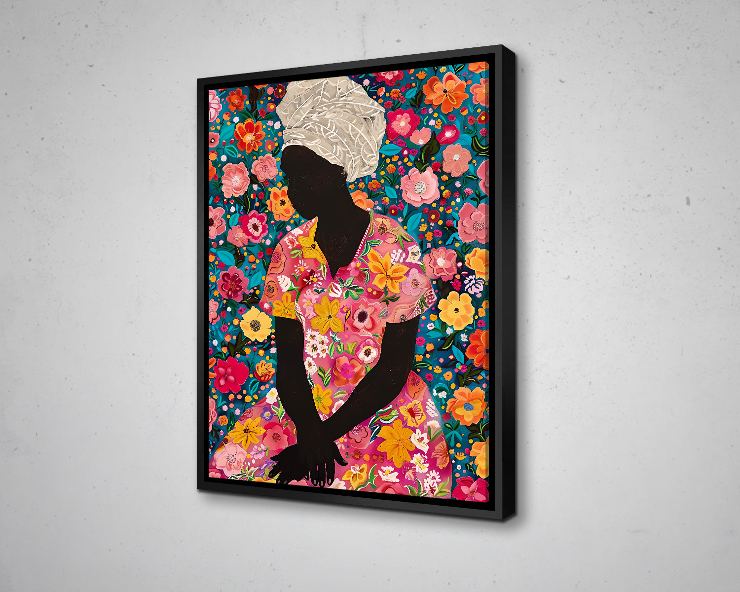 Abstract African Woman with Flower Canvas Art