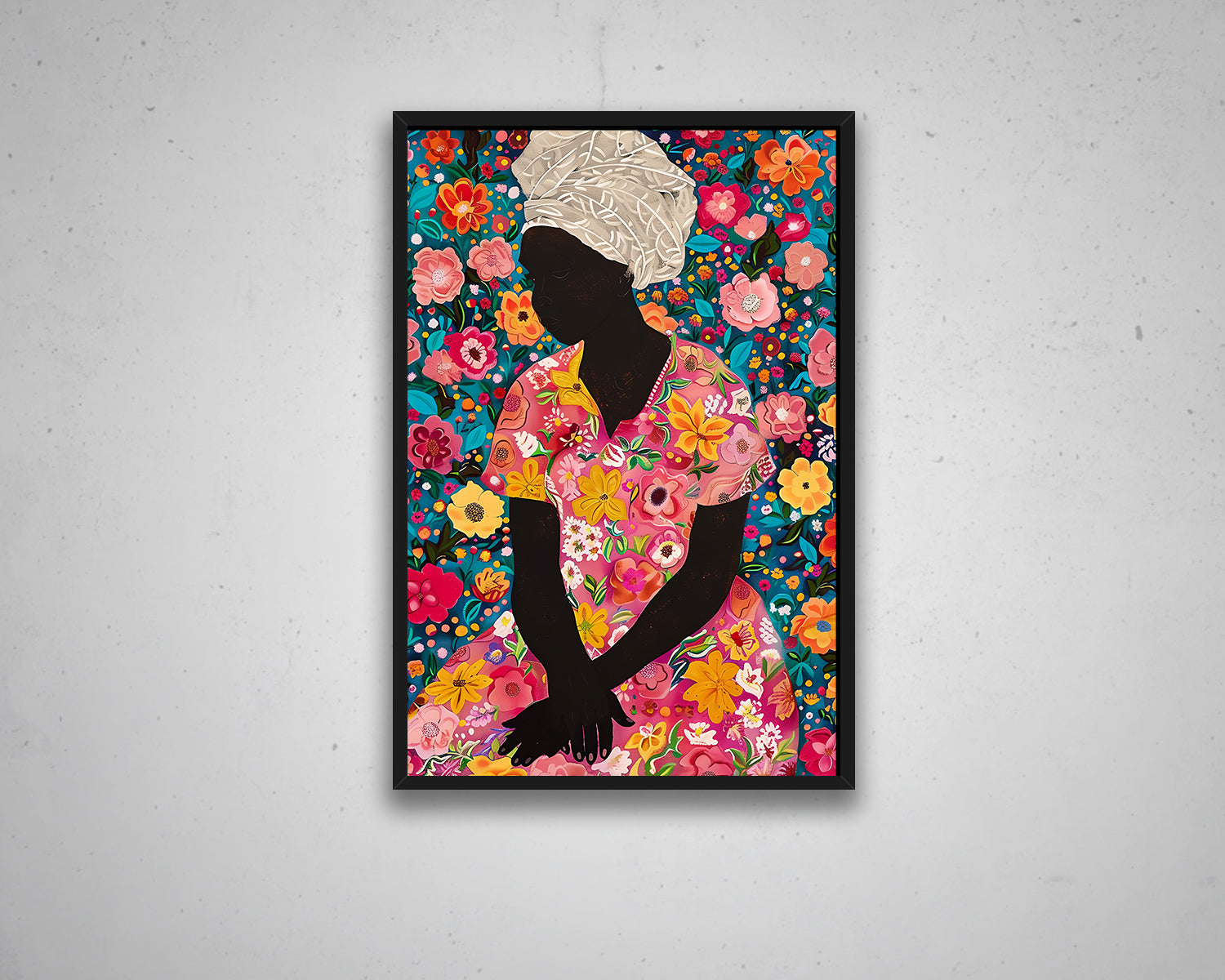 Abstract African Woman with Flower Canvas Art