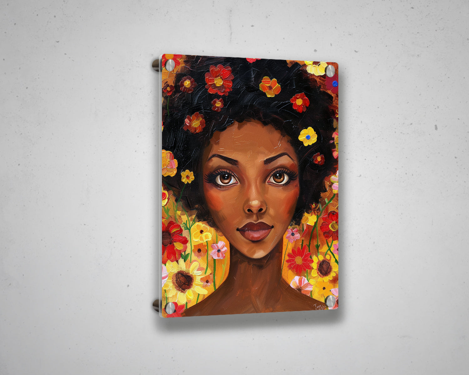 Abstract African Woman with Flower Canvas Art