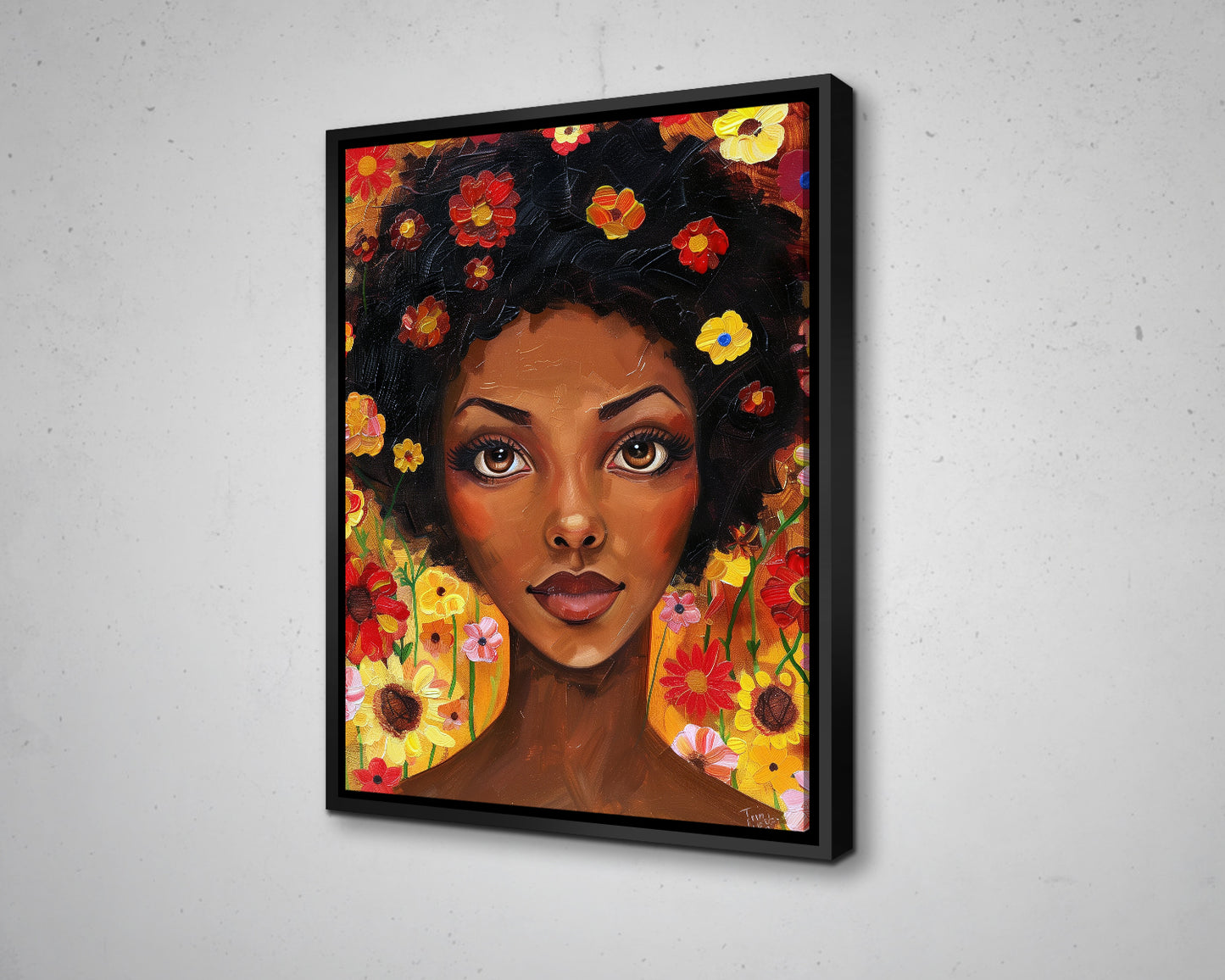 Abstract African Woman with Flower Canvas Art