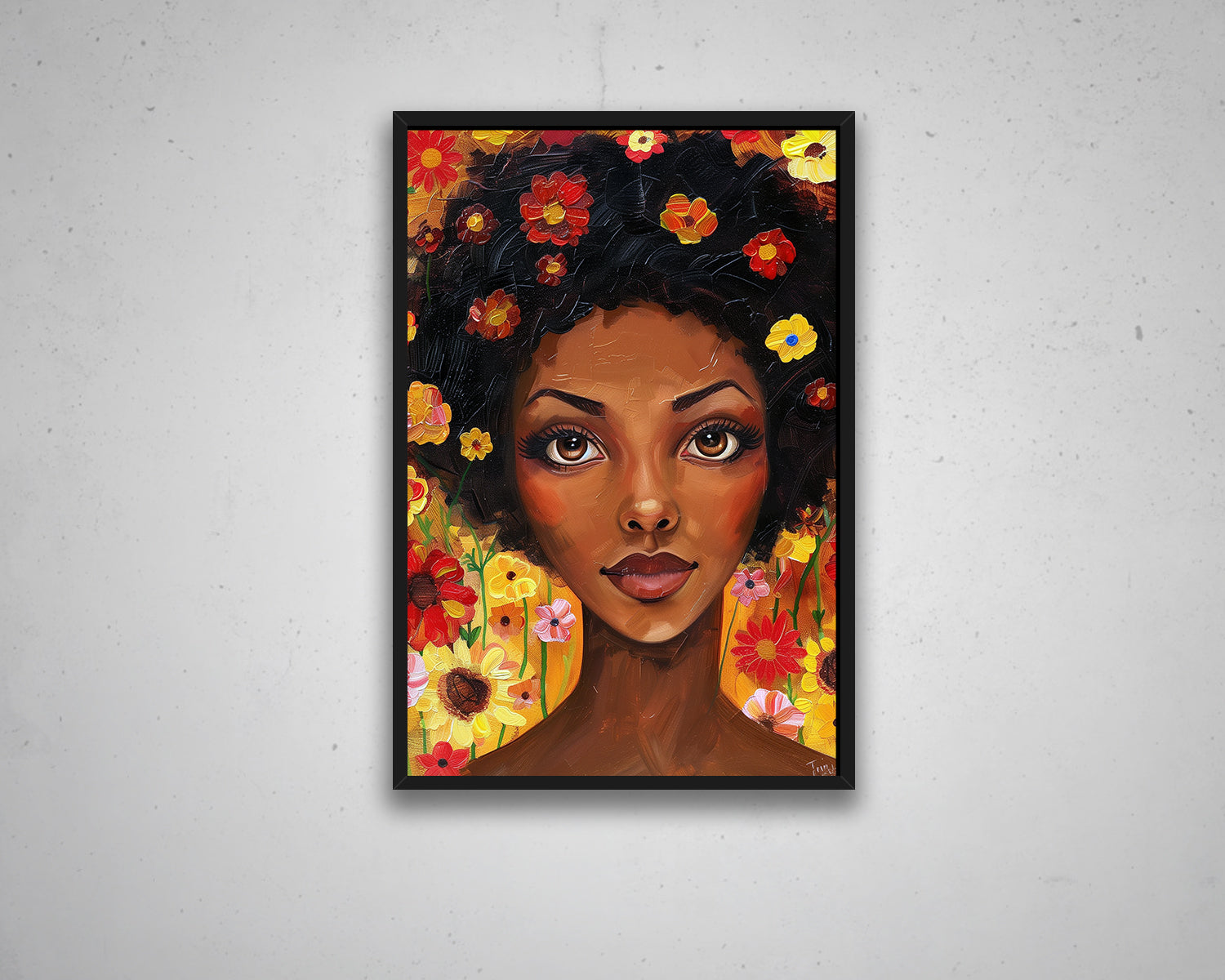 Abstract African Woman with Flower Canvas Art