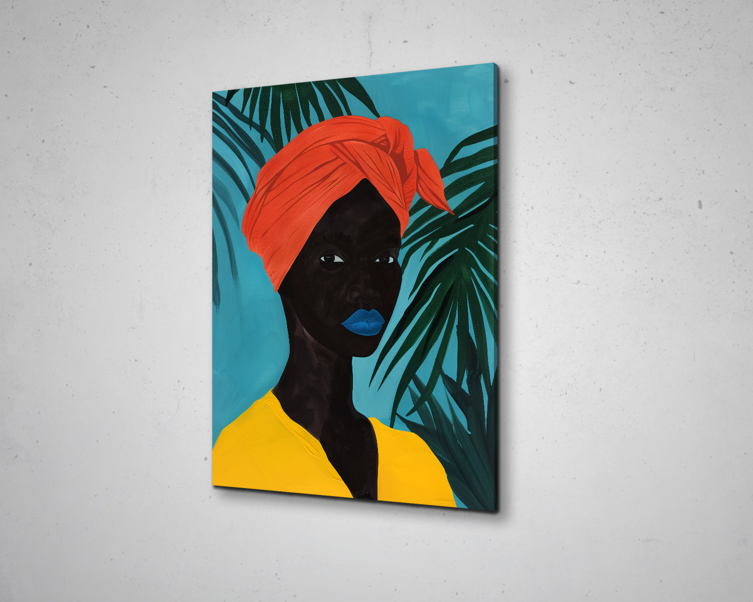 African Woman Watercolor Painting Portrait Abstract Canvas Art