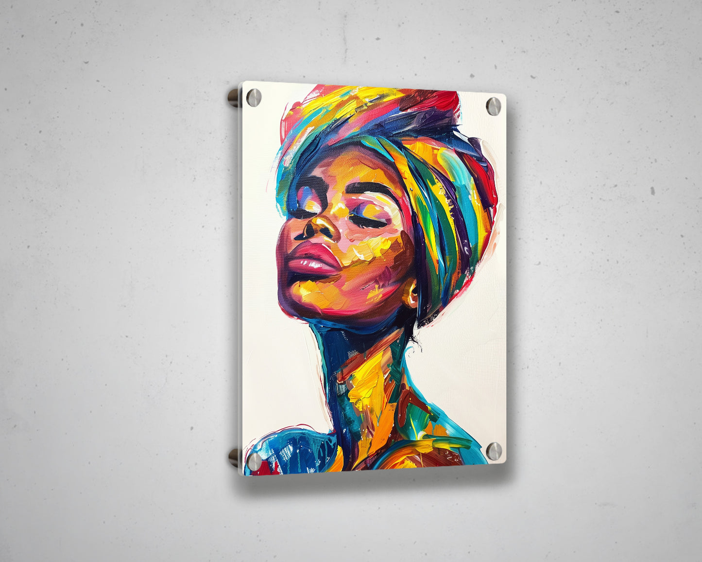 African Woman Watercolor Painting Portrait Abstract Canvas Art