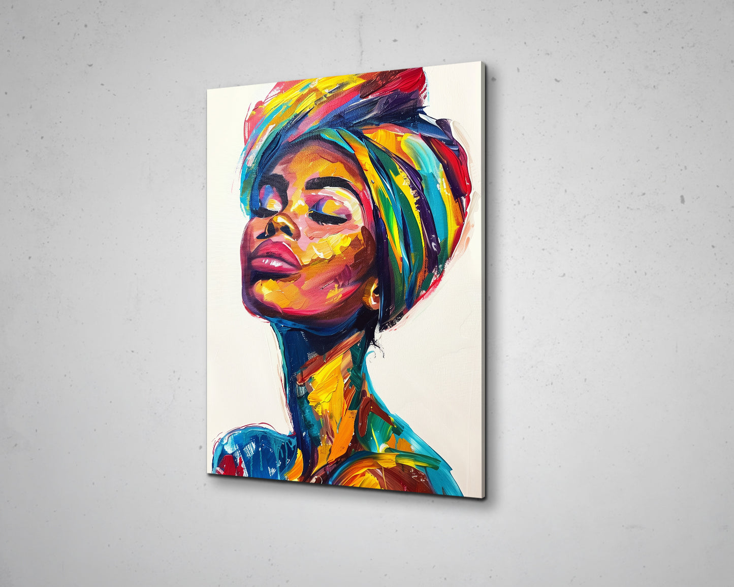 African Woman Watercolor Painting Portrait Abstract Canvas Art