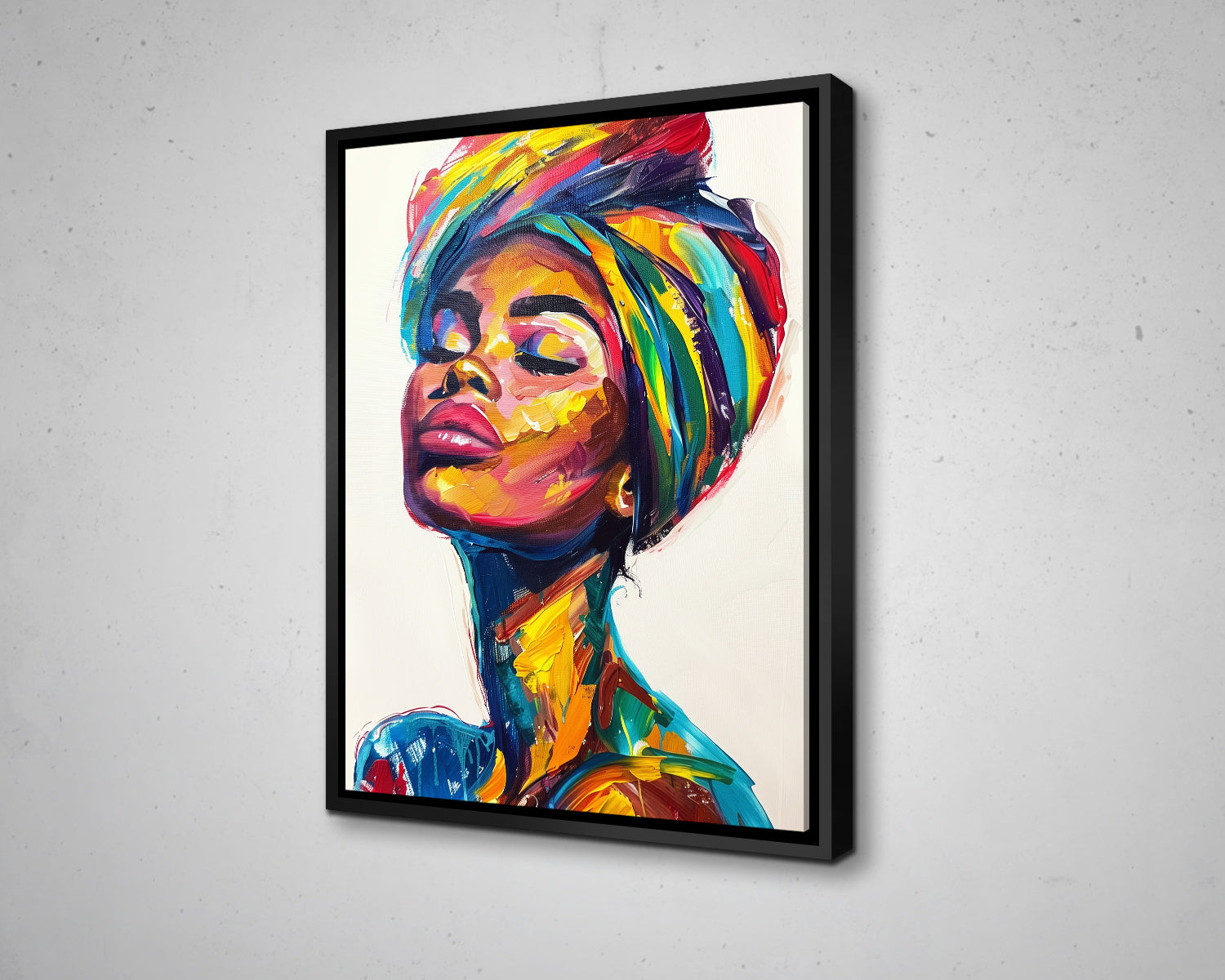 African Woman Watercolor Painting Portrait Abstract Canvas Art