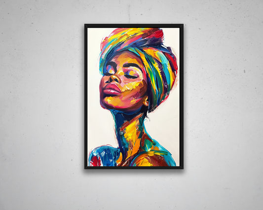 African Woman Watercolor Painting Portrait Abstract Canvas Art