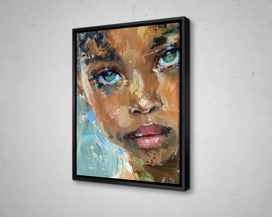 African Woman Watercolor Painting Portrait Abstract Canvas Art