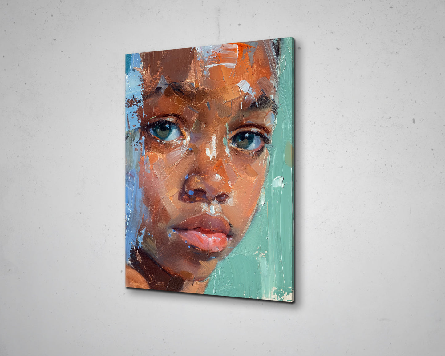 African Woman Watercolor Painting Portrait Abstract Canvas Art