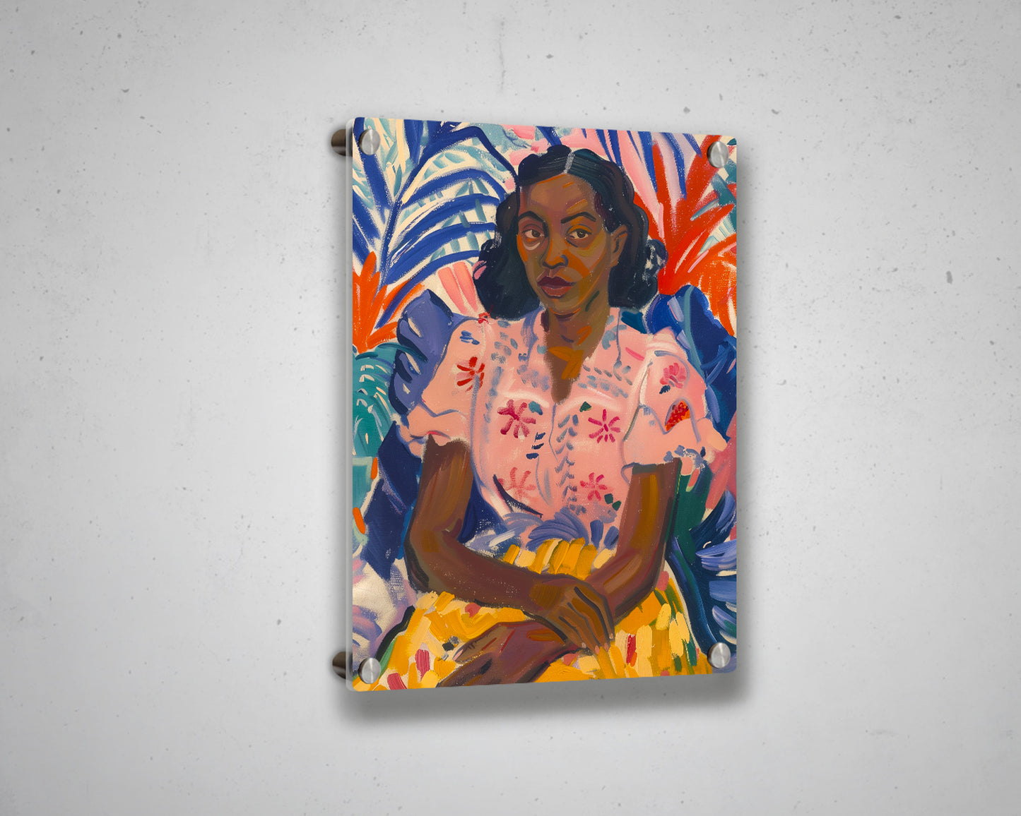 Abstract African Woman with Flower Canvas Art