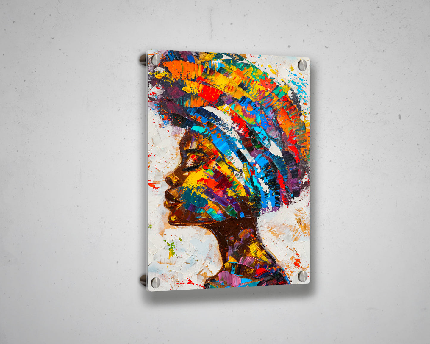 African Woman Watercolor Painting Portrait Abstract Canvas Art