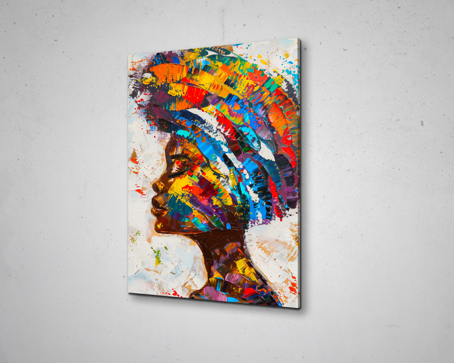 African Woman Watercolor Painting Portrait Abstract Canvas Art