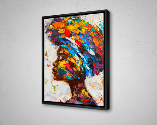 African Woman Watercolor Painting Portrait Abstract Canvas Art