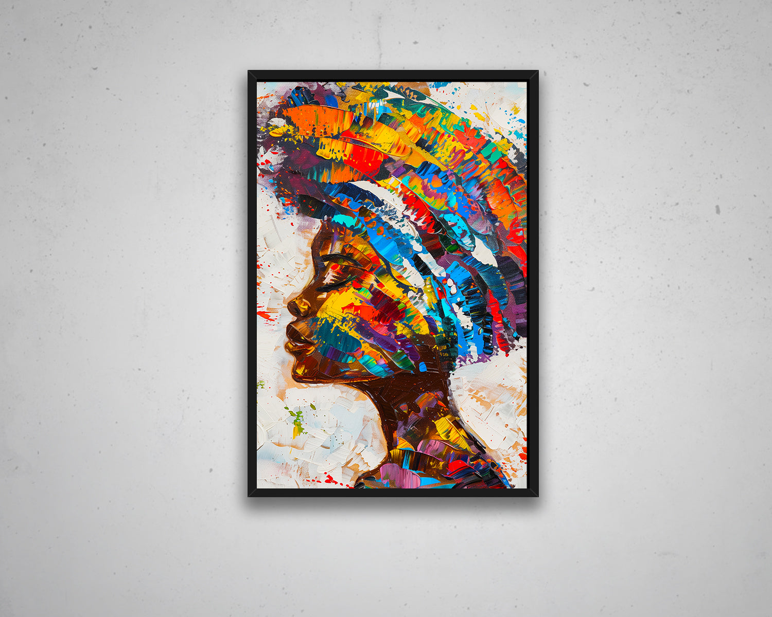 African Woman Watercolor Painting Portrait Abstract Canvas Art