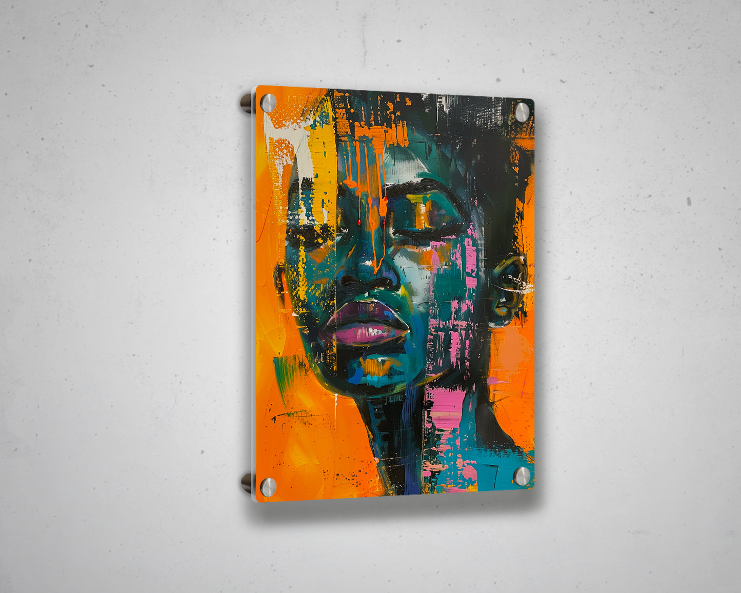 African Woman Watercolor Painting Portrait Abstract Canvas Art