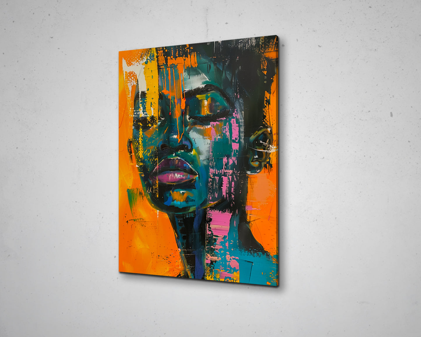 African Woman Watercolor Painting Portrait Abstract Canvas Art