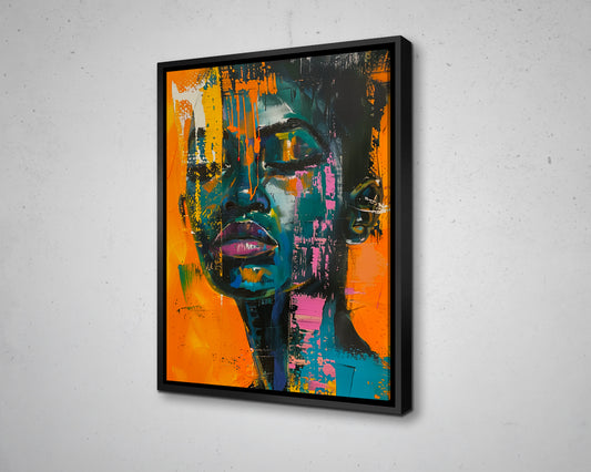 African Woman Watercolor Painting Portrait Abstract Canvas Art