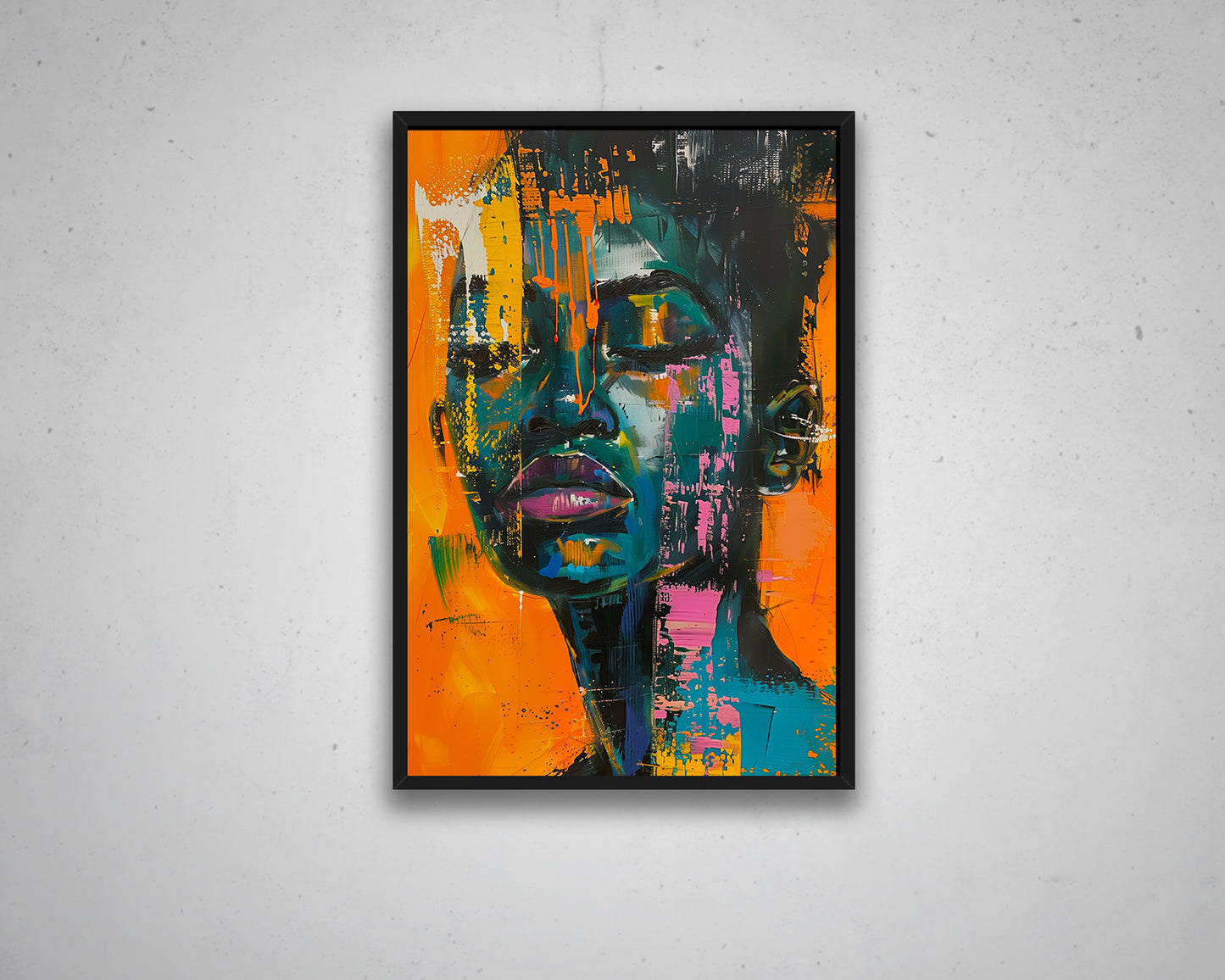 African Woman Watercolor Painting Portrait Abstract Canvas Art