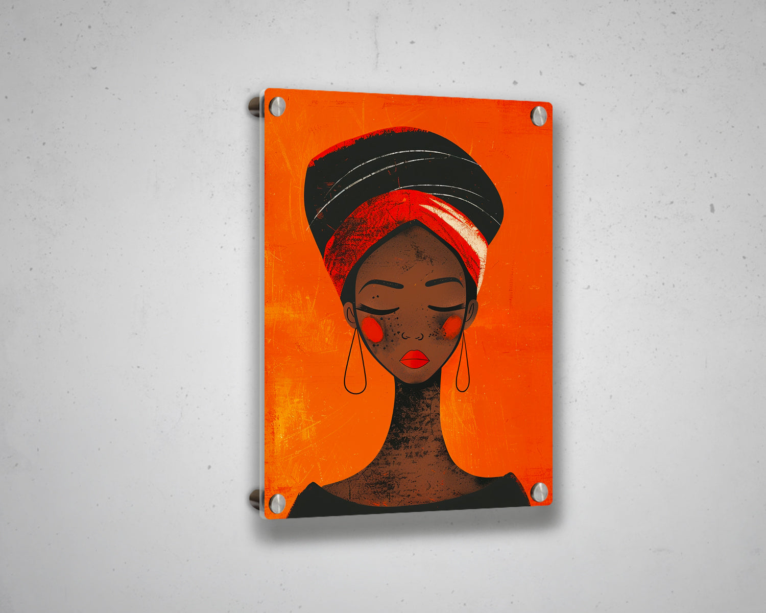 African Woman Watercolor Painting Portrait Abstract Canvas Art