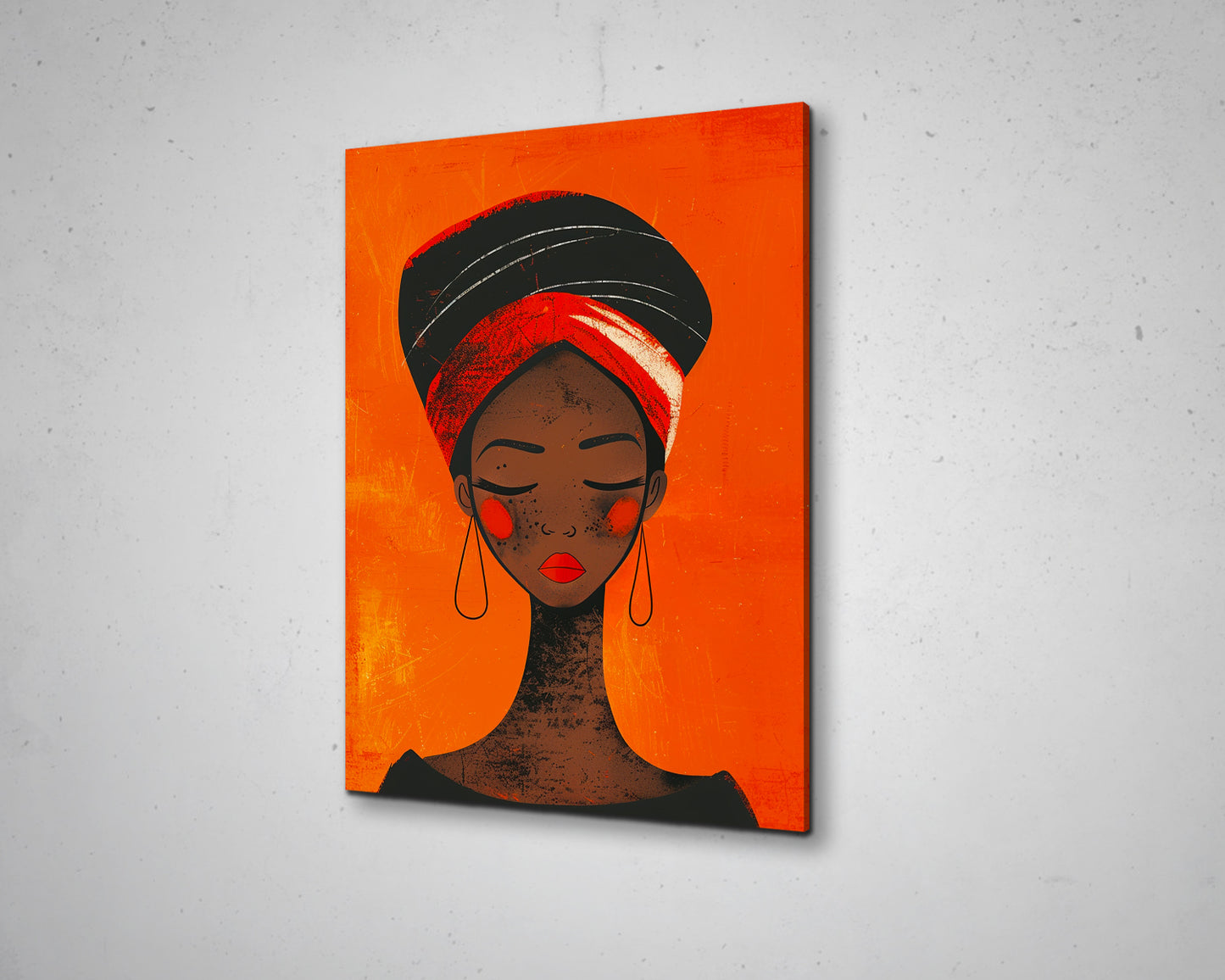 African Woman Watercolor Painting Portrait Abstract Canvas Art