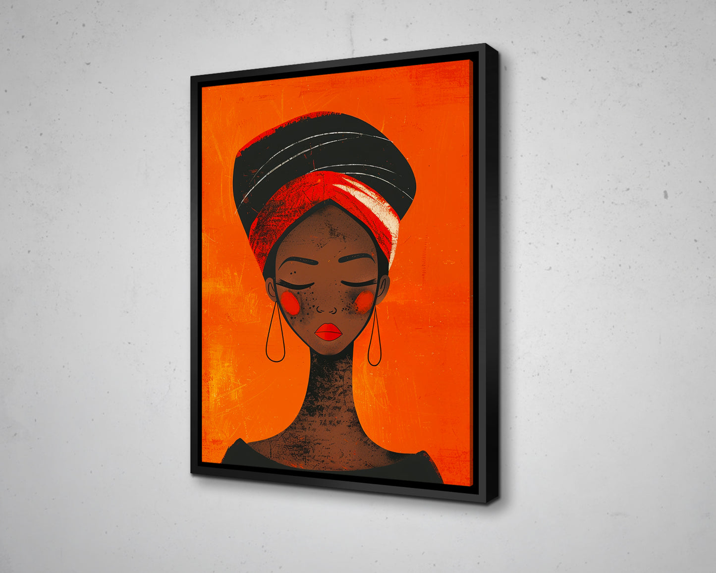 African Woman Watercolor Painting Portrait Abstract Canvas Art