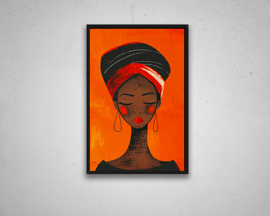 African Woman Watercolor Painting Portrait Abstract Canvas Art