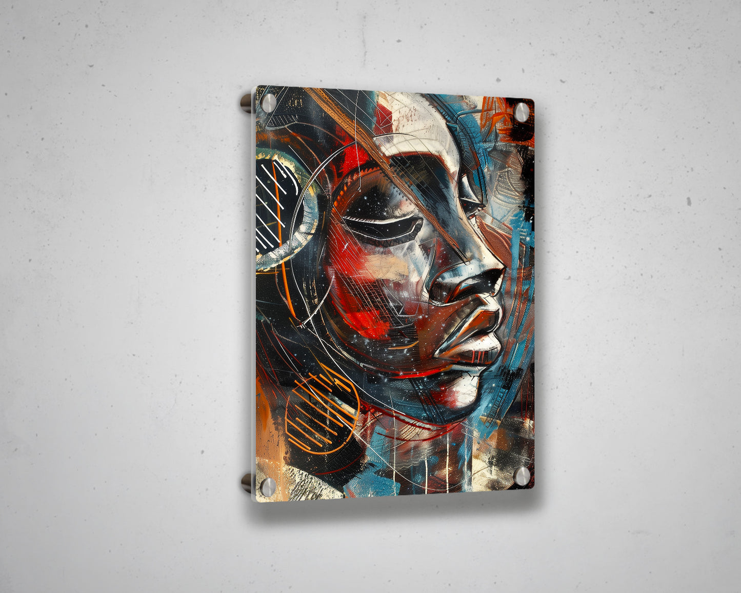 African Woman Watercolor Painting Portrait Abstract Canvas Art