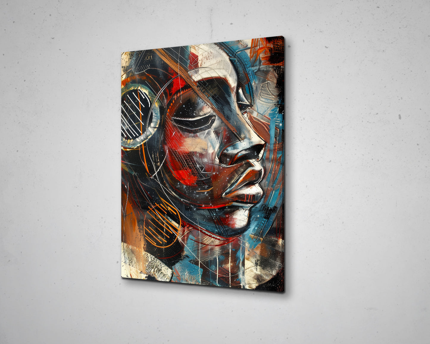 African Woman Watercolor Painting Portrait Abstract Canvas Art