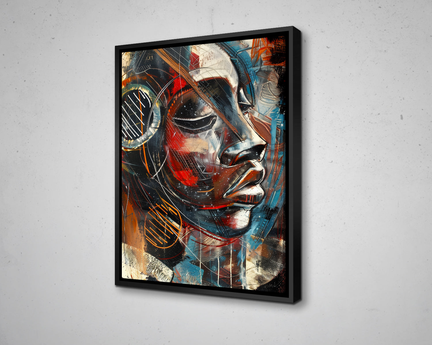 African Woman Watercolor Painting Portrait Abstract Canvas Art