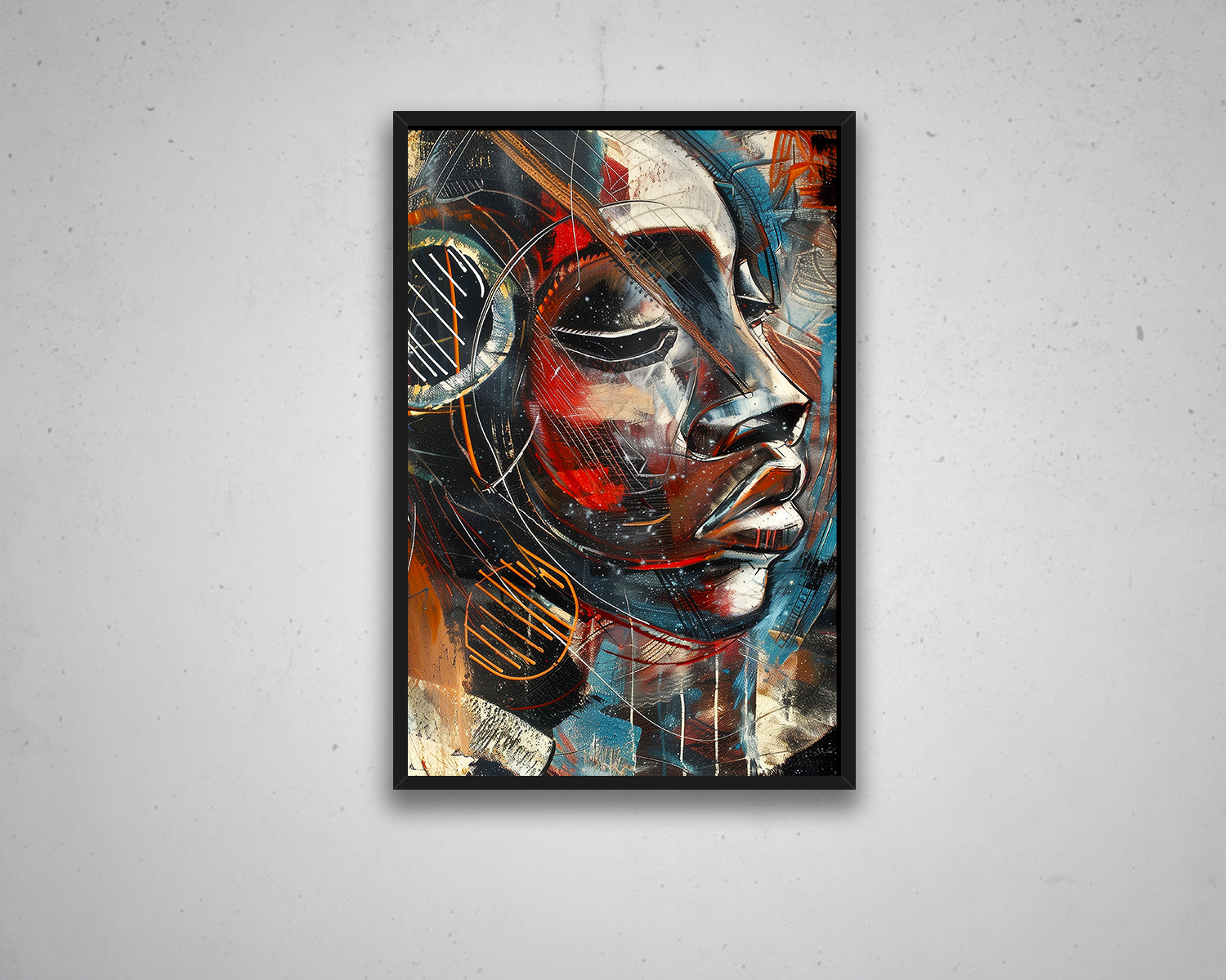 African Woman Watercolor Painting Portrait Abstract Canvas Art