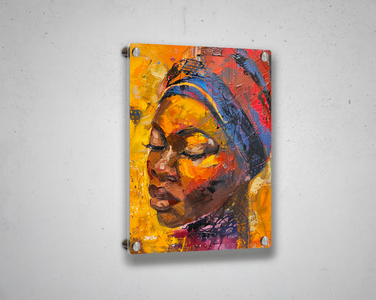 African Woman Watercolor Painting Portrait Abstract Canvas Art