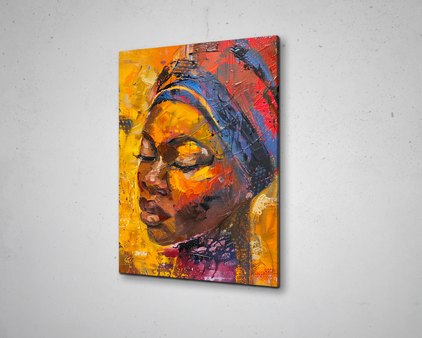 African Woman Watercolor Painting Portrait Abstract Canvas Art