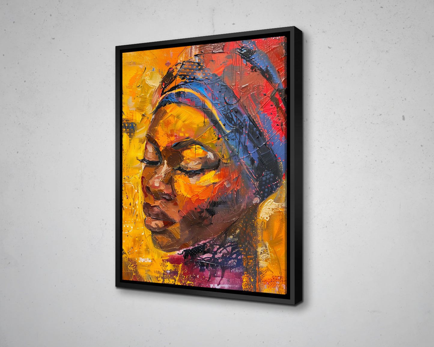 African Woman Watercolor Painting Portrait Abstract Canvas Art