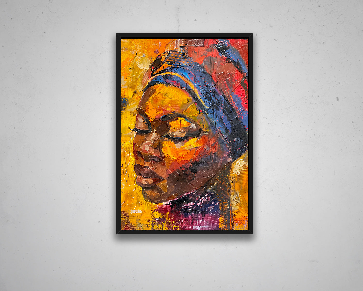 African Woman Watercolor Painting Portrait Abstract Canvas Art