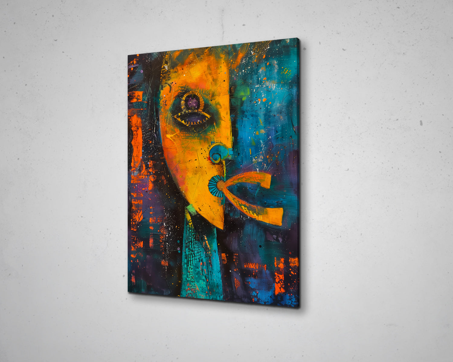 African Woman Watercolor Painting Portrait Abstract Canvas Art