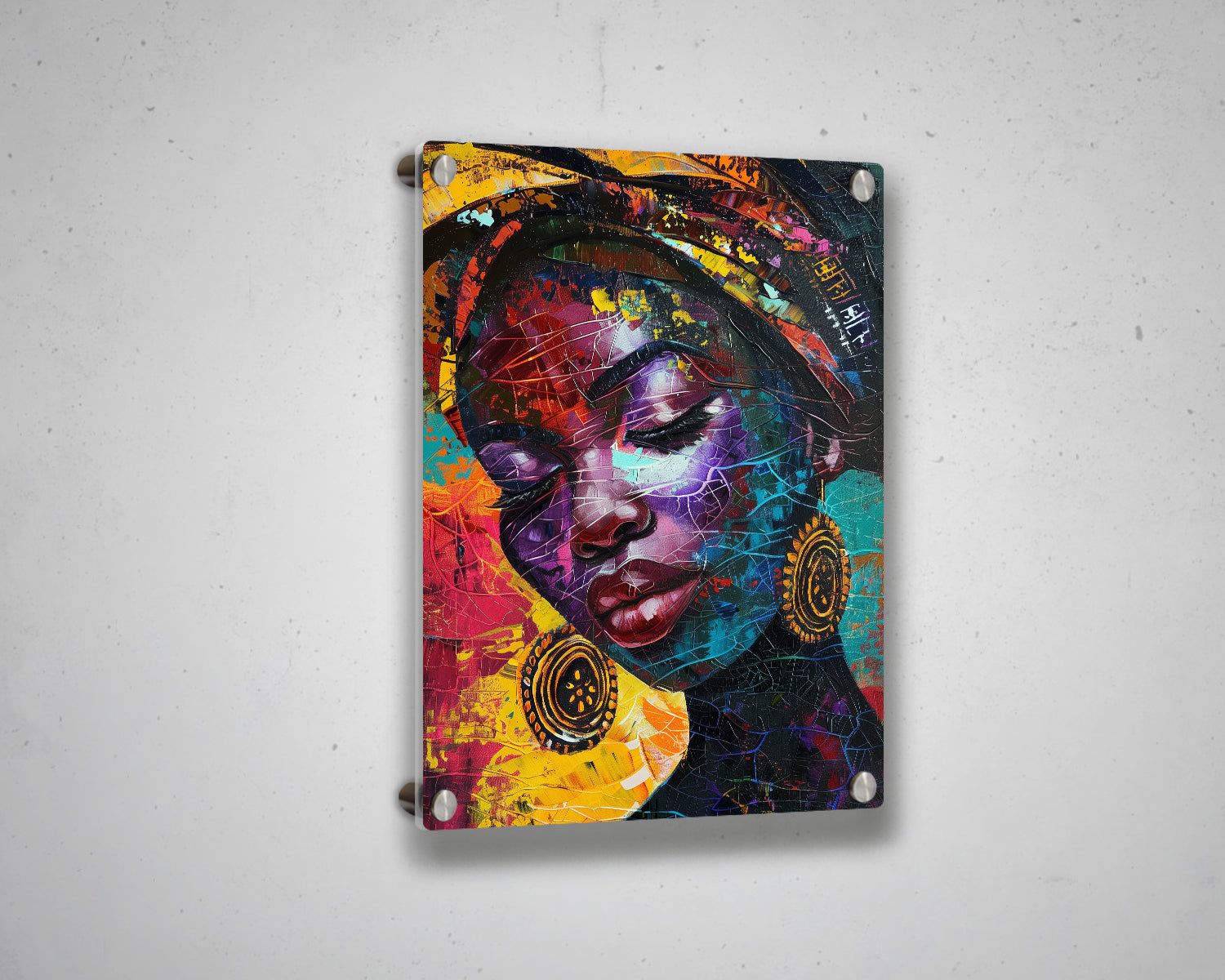 African Woman Watercolor Painting Portrait Abstract Canvas Art