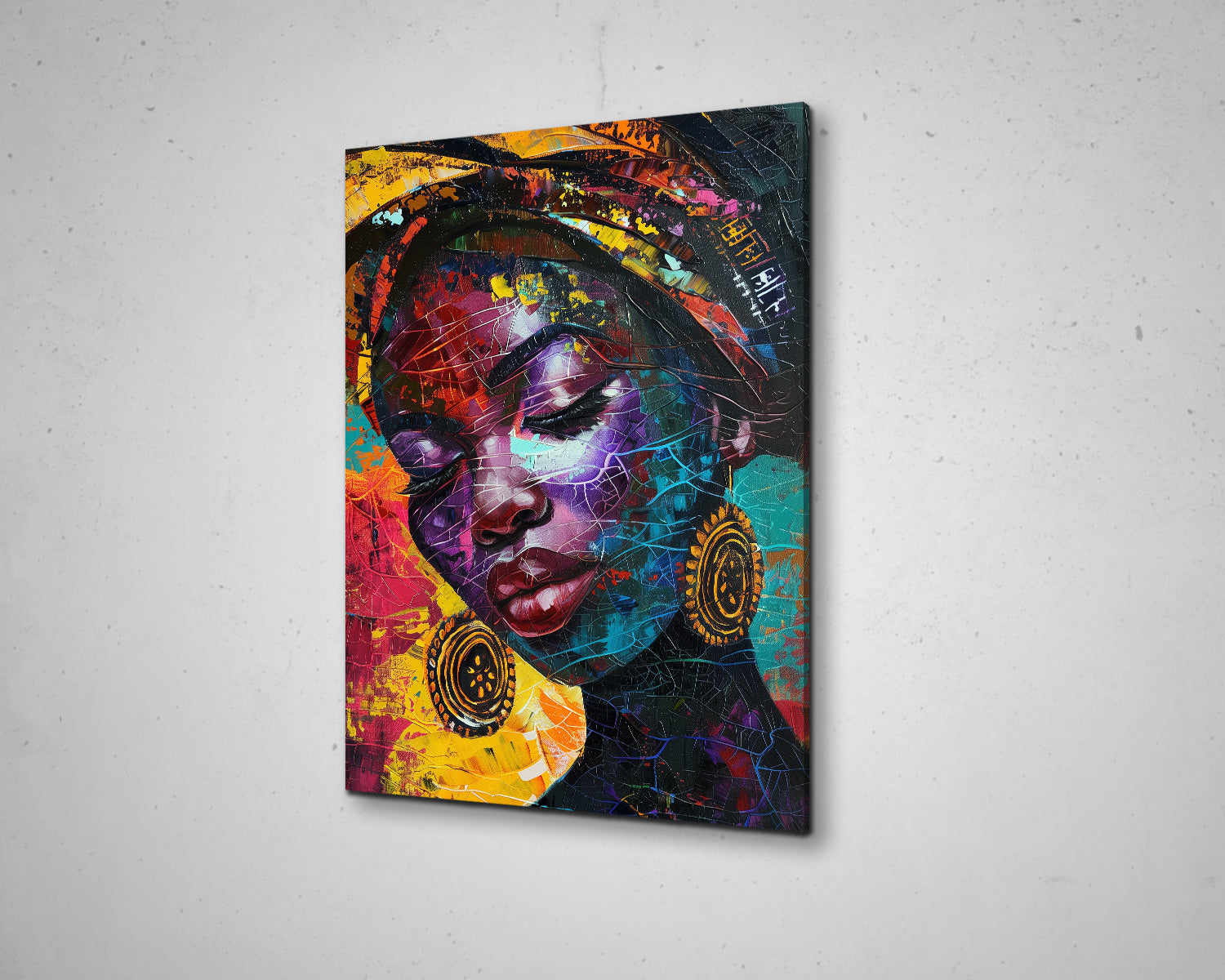 African Woman Watercolor Painting Portrait Abstract Canvas Art