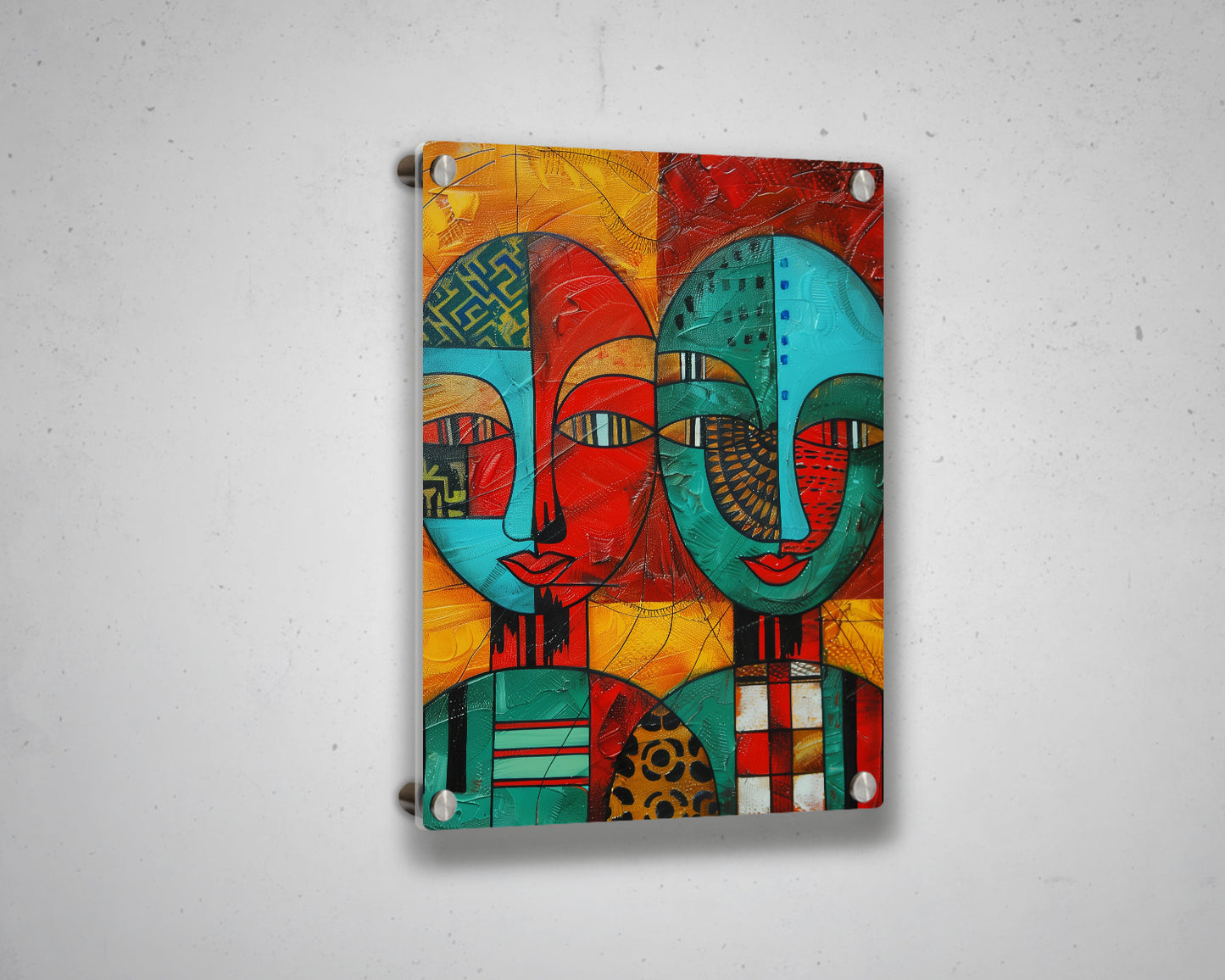 African Modern Abstract Geometric Face Canvas Painting Contemporary Canvas Art