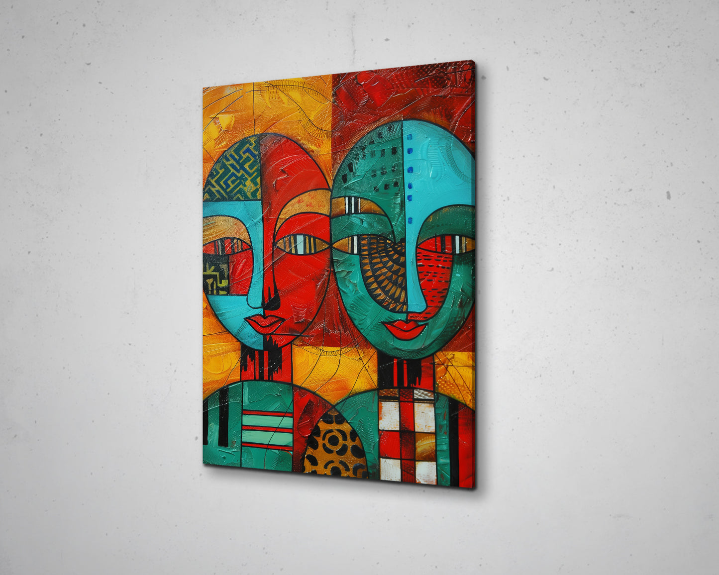 African Modern Abstract Geometric Face Canvas Painting Contemporary Canvas Art