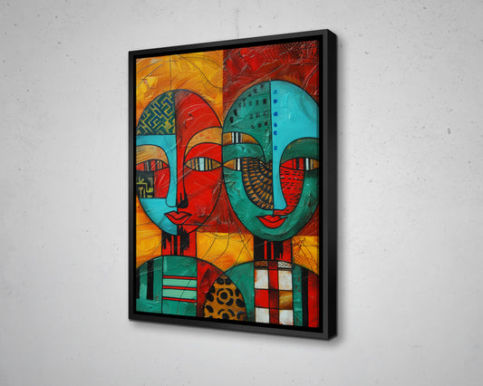 African Modern Abstract Geometric Face Canvas Painting Contemporary Canvas Art