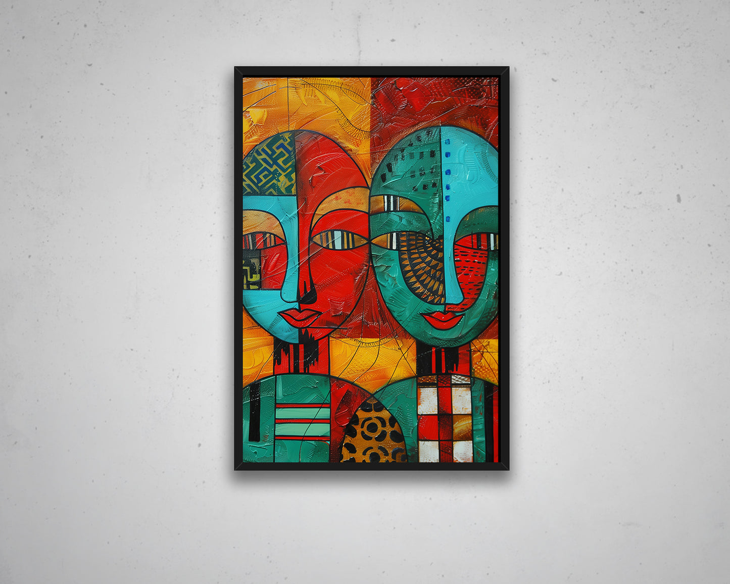 African Modern Abstract Geometric Face Canvas Painting Contemporary Canvas Art