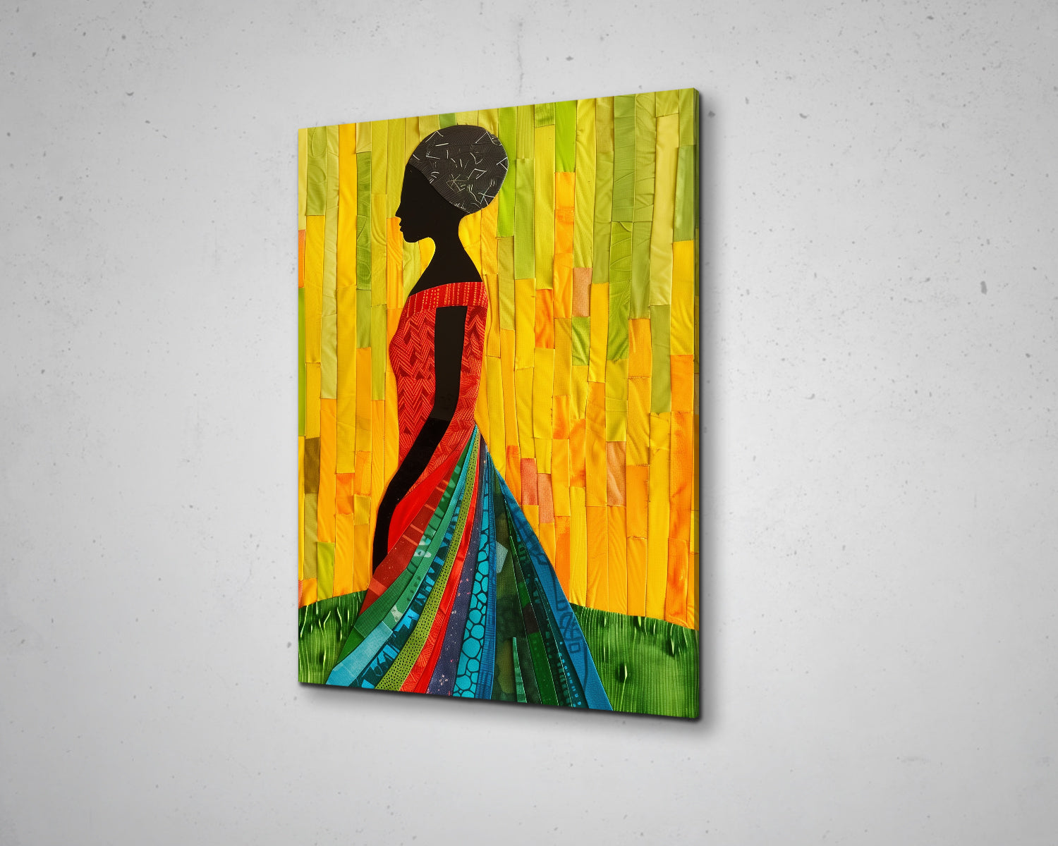 African Woman Watercolor Painting Portrait Abstract Canvas Art