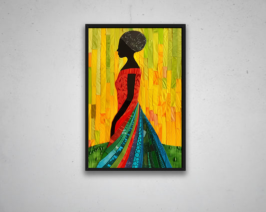 African Woman Watercolor Painting Portrait Abstract Canvas Art