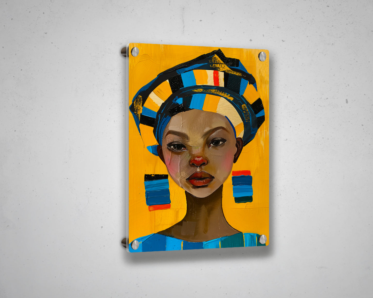 African Woman Watercolor Painting Portrait Abstract Canvas Art